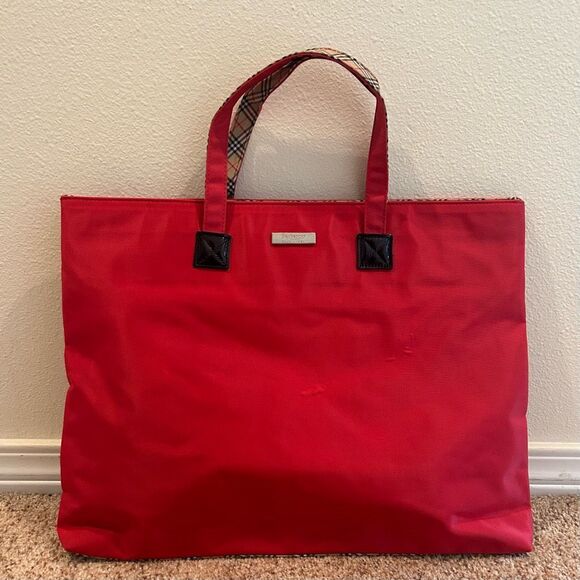 Burberry Handbags - Burberry Document Tote Handbag Nylon Red